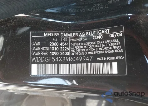 2009 Mercedes-Benz C 300 Luxury/Sport из США, поврежденный, VIN WDDGF54X89R049947